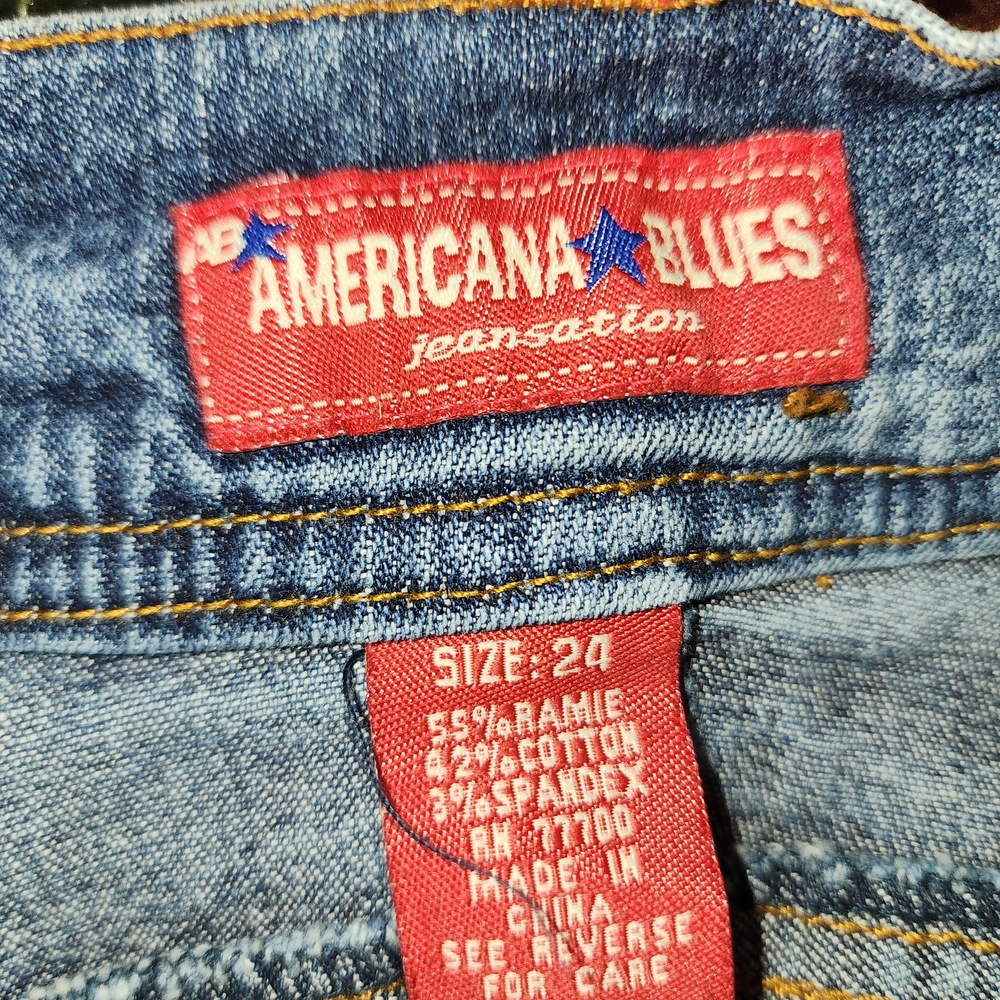 Americana Blues Women's Stretch Blue Cargo Utility Jeans. Size 24. NWT! - Picture 6 of 8